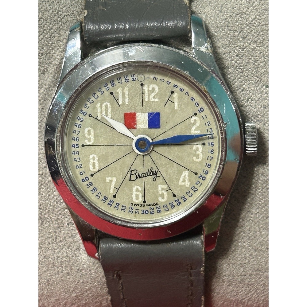 Vintage Bradley France Flag Logo Wind Up Womens Watch Swiss Made AS IS